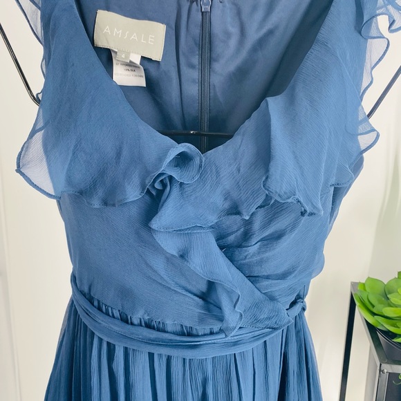 Amsale Designer navy blue chiffon gown - Picture 8 of 10